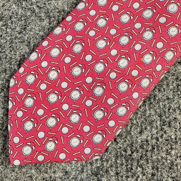 Vineyard Vines Tea Time Tie Pink Silk All Over Print Golf